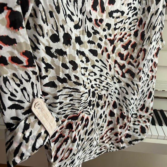Foxcroft Animal Print Blouse - Black, White, Red 4 - Picture 12 of 16